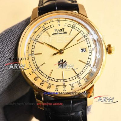 AAA replica TW factory Piaget Altiplano gold case imported 9015 movement leather strap watch 